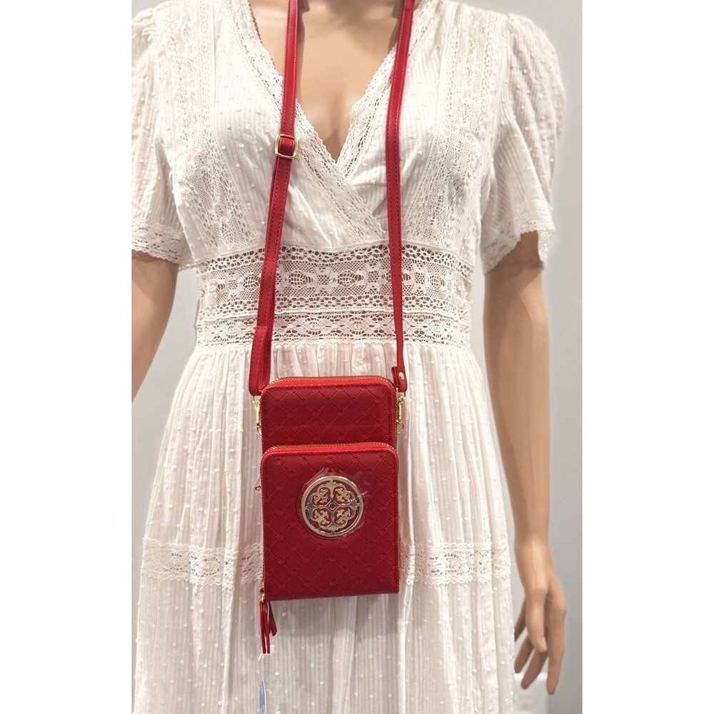 Chic Unlimited Red Crossbody Organizer – Dual-Zip Textured Mini Satchel